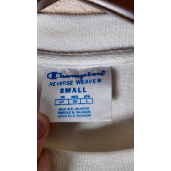 Champion Reverse Weave Hofstra Cropped Sweatshirt Cream Women's Small - Picture 2 of 7